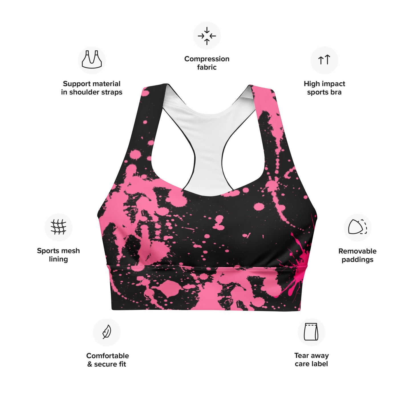Splash Longline sports bra (black)